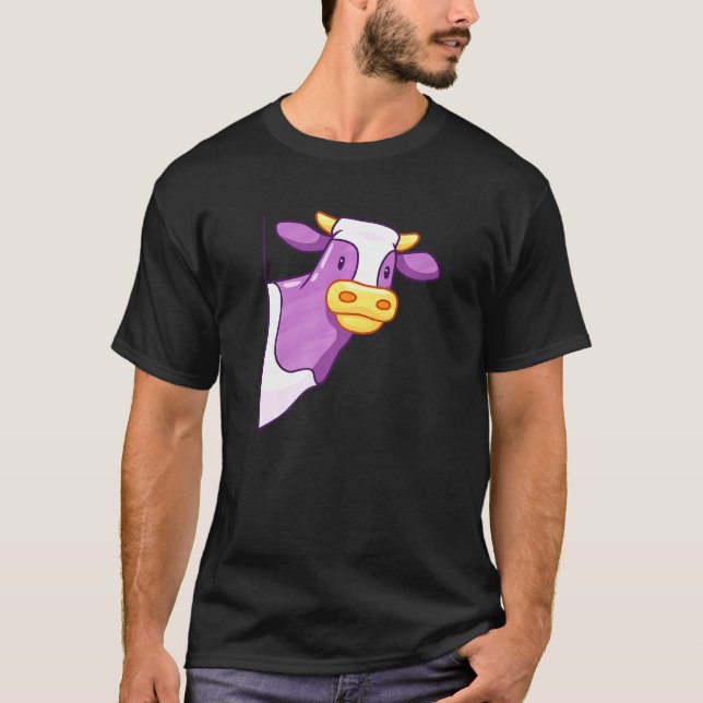 Camiseta Vaca Espiando Vaca Púrpura (Anverso)