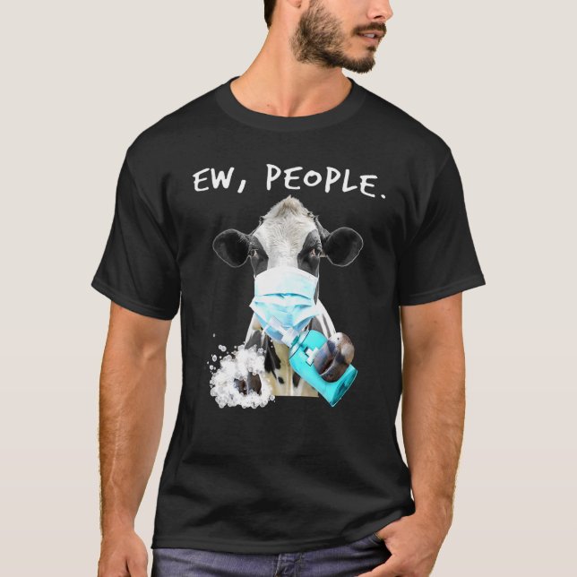 Camiseta Vaca Ew Personas Vaca Usando Cubrebocas (Anverso)