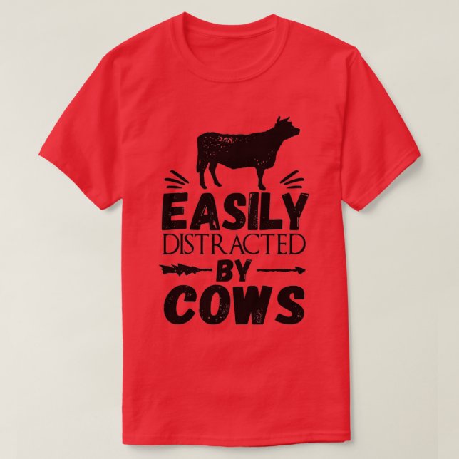Camiseta Vaca , Fácilmente Distrada Por Cows Guay (Diseño del anverso)