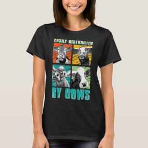 Camiseta Vaca Fácilmente Distraída Por Vacas