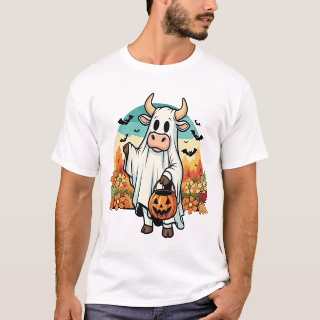 Camiseta Vaca fantasma divertida de Halloween (Anverso)