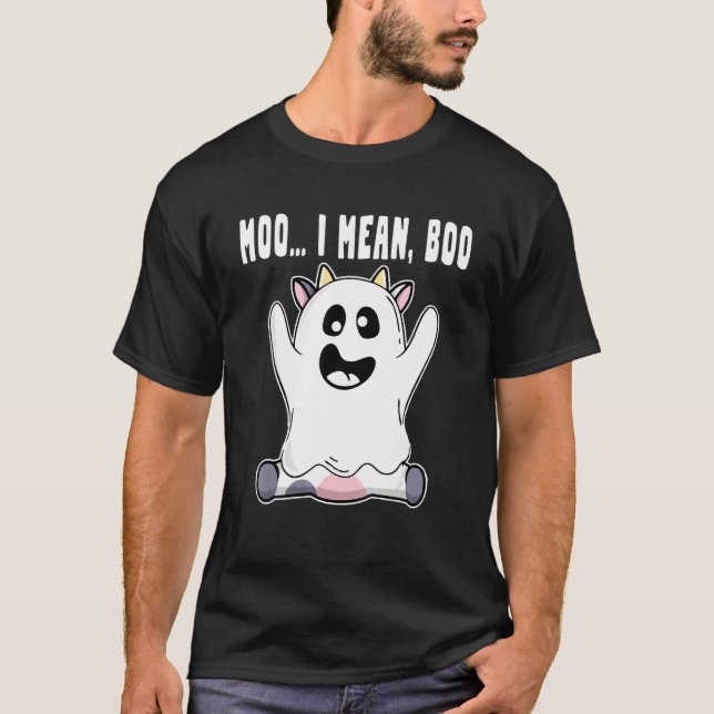 Camiseta Vaca Fantasma Moo Quiero decir Boo (Anverso)