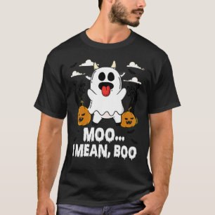 Camiseta Vaca Fantasma Moo Quiero Decir Boo Luna Halloween