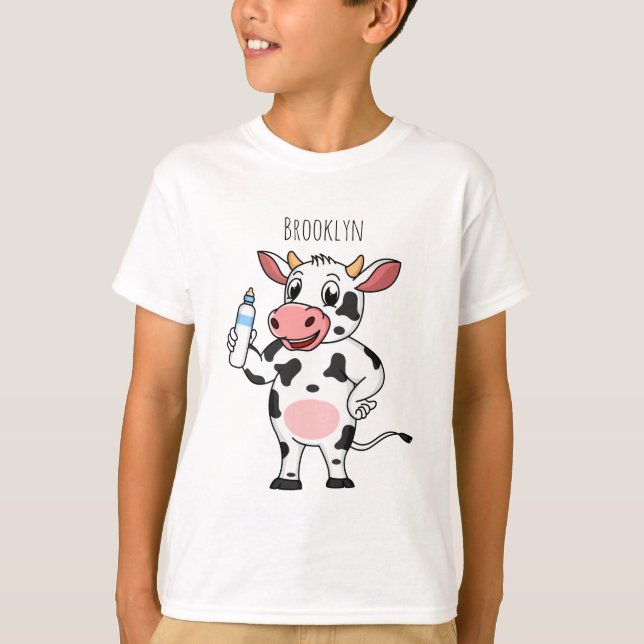 Camiseta Vaca feliz con personalizado de biberón (Anverso)