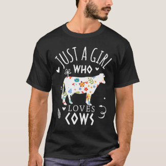 Camiseta Vaca Floral De Una Chica Que Ama Las Vacas