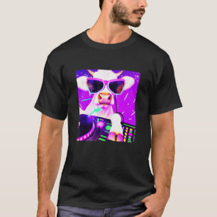 Camiseta Vaca Ganado DJ Fiesta Club Disc Jockey Gif EDM Bai