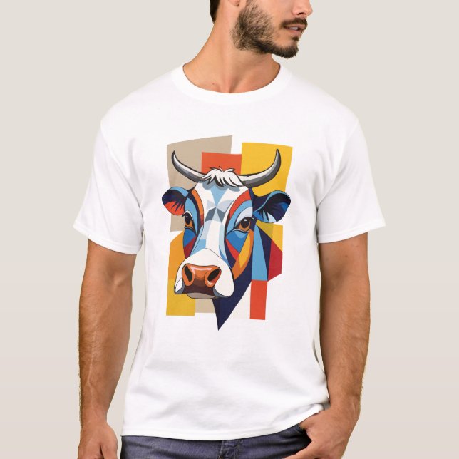 Camiseta Vaca geométrica colorida (Anverso)