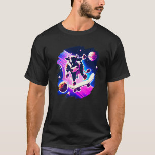 Camiseta Vaca haciendo skate en el espacio exterior retro v