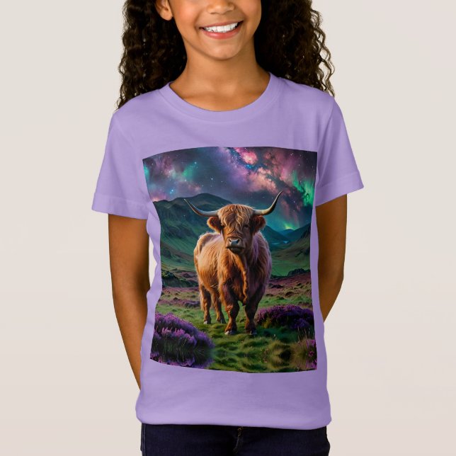 Camiseta Vaca Highland Bajo Las Estrellas (Anverso)