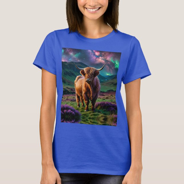 Camiseta Vaca Highland Bajo Las Estrellas (Anverso)