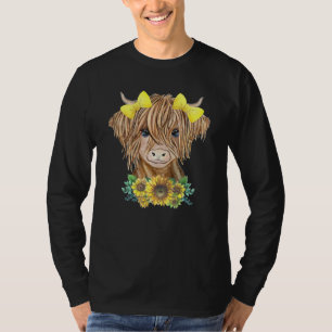 Camiseta Vaca Highland Con Sunflower