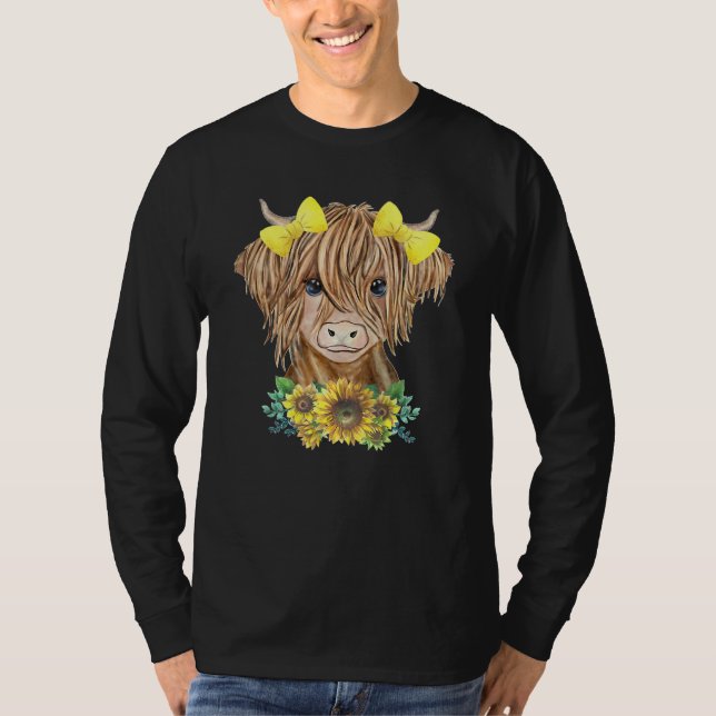 Camiseta Vaca Highland Con Sunflower (Anverso)