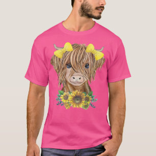 Camiseta Vaca Highland Con Sunflower 