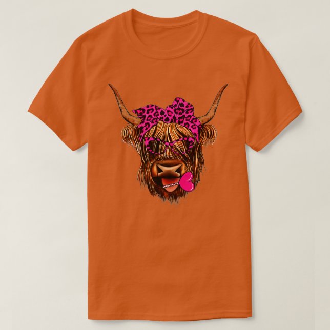 Camiseta Vaca Highland De San Valentín Con Corazón Bandana  (Diseño del anverso)