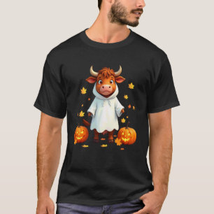 Camiseta Vaca Highland en disfraz de fantasma Feliz Hallowe