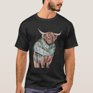 Camiseta Vaca Highland Escocesa con Cueva de Cuchillo de Cu