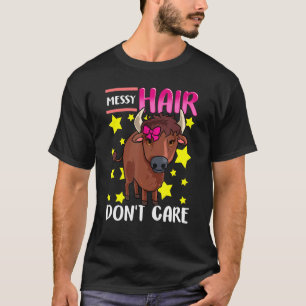 Camiseta Vaca Highland Femenina Lazo Corbata Pelo Desordena