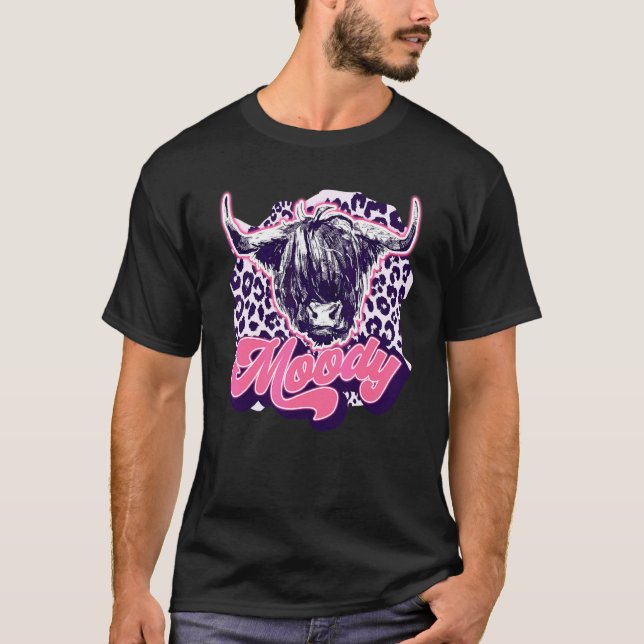 Camiseta Vaca Highland Leopard Vaca Heifer Malhumorada  Gra (Anverso)