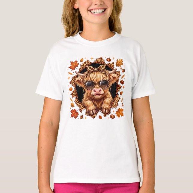 Camiseta Vaca Highland Otoño de Otoño (Anverso)