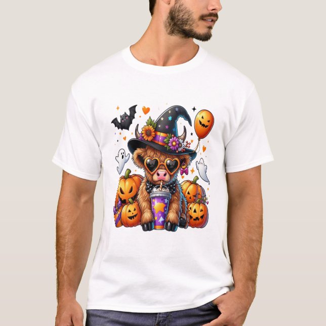 Camiseta Vaca Highlandina Monada de Halloween (Anverso)