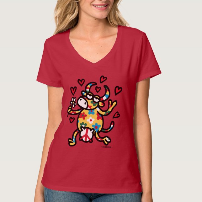 Camiseta Vaca Hippy (Anverso)