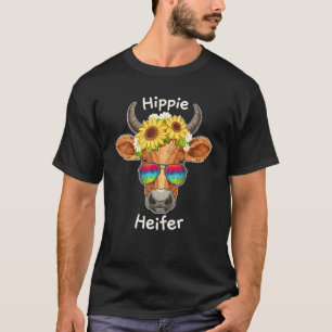 Camiseta Vaca Hippy Veraniega Novilla Girasol Margarita