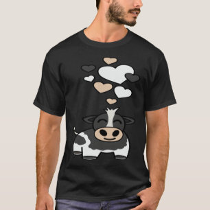 Camiseta Vaca Holstein Adorable Con Corazones