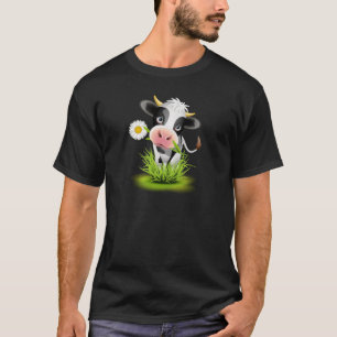 Camiseta Vaca Holstein en el pasto