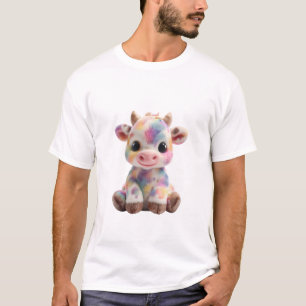 Camiseta Vaca Hombre Salpicadura Acuarela Arcoíris