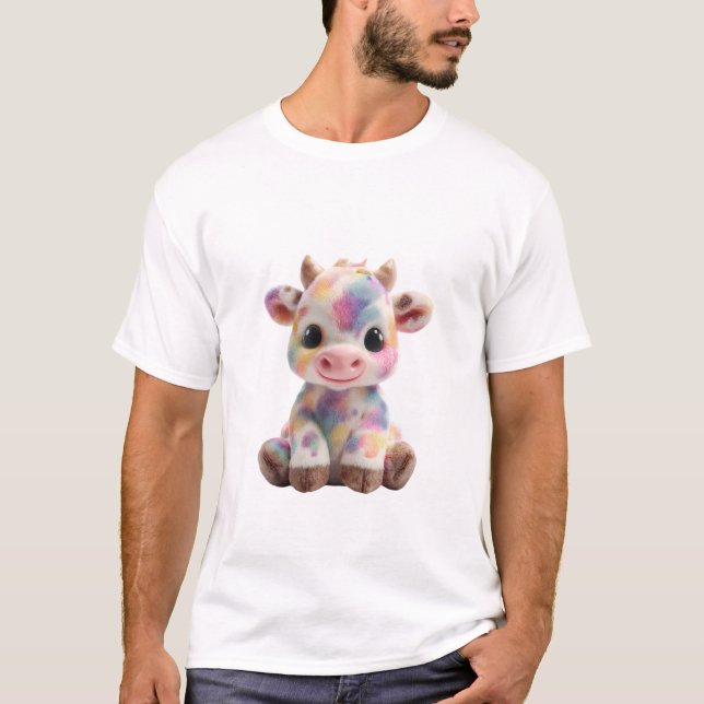 Camiseta Vaca Hombre Salpicadura Acuarela Arcoíris (Anverso)