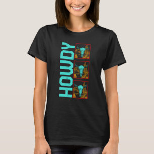 Camiseta Vaca Howdy Boho Cráneos de Vaca Fanático de Vaca A