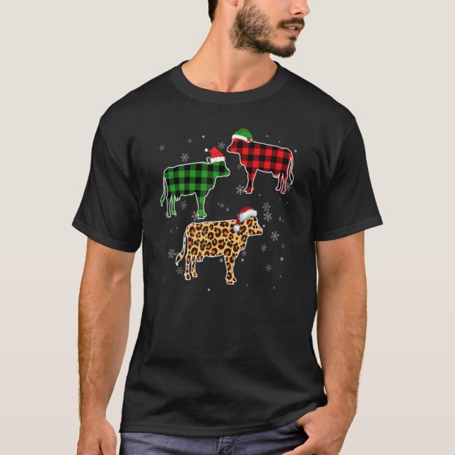Camiseta Vaca lechera Gorro de Santa Pijama de Navidad Búfa (Anverso)