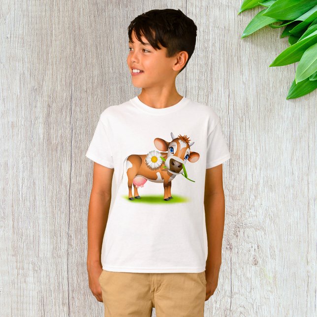 Camiseta Vaca lechera Personalizado con flores y hierba (Subido por el creador)