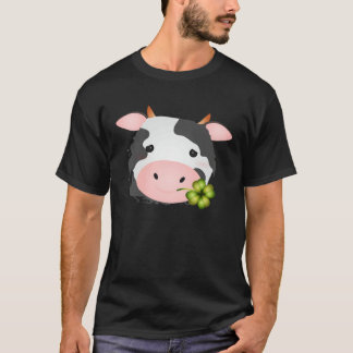 Camiseta Vaca linda con hoja c para fanáticos de la granja