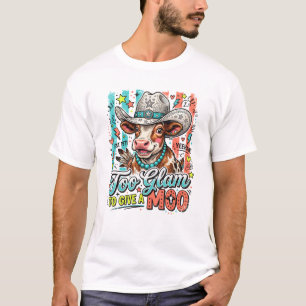 Camiseta Vaca linda con sombrero de vaquero vintage