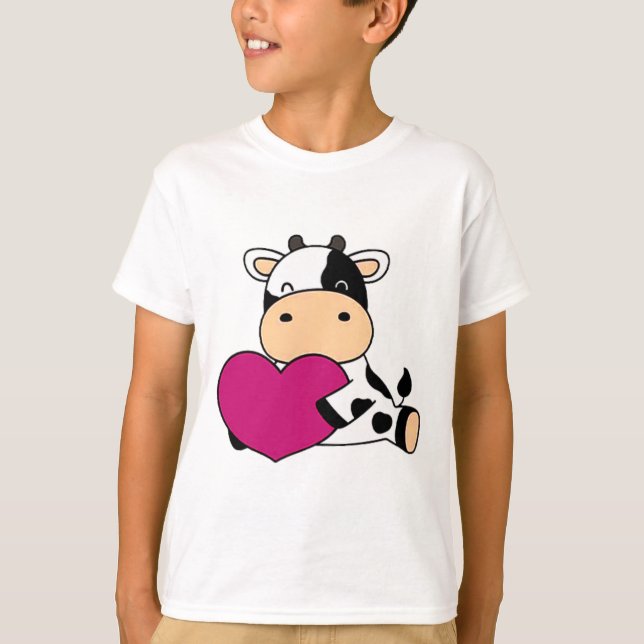 Camiseta Vaca Linda de Bolsillo San Valentín Vaca (Anverso)