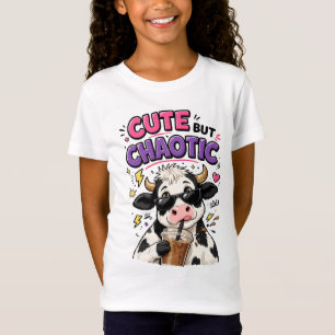 Camiseta Vaca linda pero caótica con café con hielo