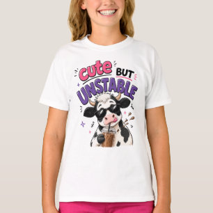 Camiseta Vaca linda pero inestable con café con hielo