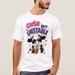 Camiseta Vaca linda pero inestable con café con hielo