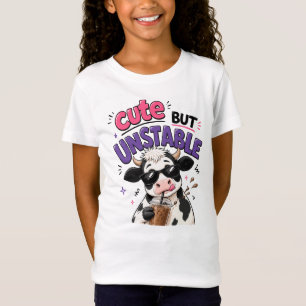Camiseta Vaca linda pero inestable con café con hielo
