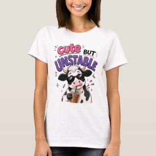 Camiseta Vaca linda pero inestable con café con hielo