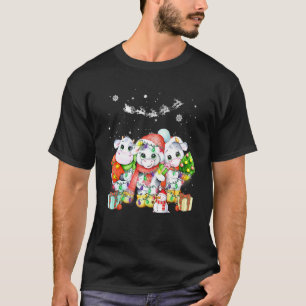 Camiseta Vaca Linda Sombrero Santa Luces de Navidad Vaca Na