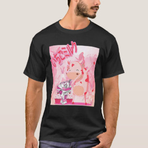 Camiseta Vaca Monada de la Leche de Fresa con Dabbing