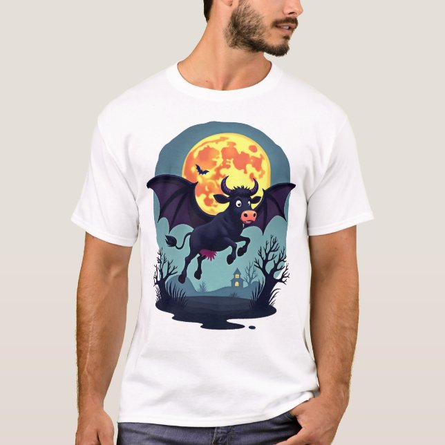Camiseta Vaca Murciélago a Medianoche (Anverso)