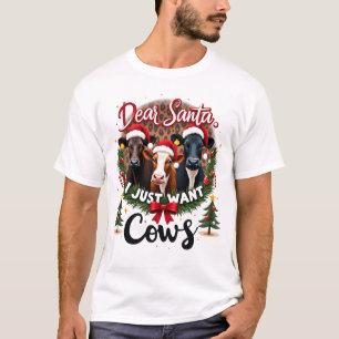 Camiseta Vaca Navidad Querido Santa Solo Quiero Vacas Diver