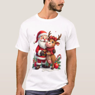 Camiseta Vaca navideña de las Tierras Altas con Santa Escoc