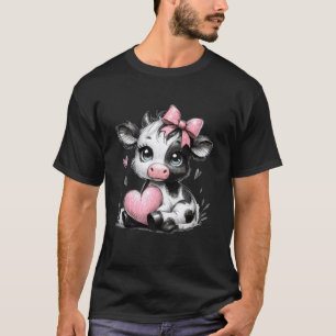 Camiseta Vaca negra y blanca impresionante que sostiene cor