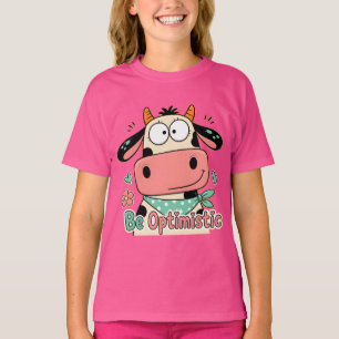 Camiseta Vaca Optimista - Dibujos Animados Divertidos y Lin