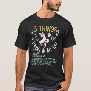 Camiseta Vaca para mujeres 5 cosas que quiero en mi vida Va