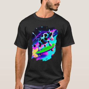Camiseta Vaca Patinando en el Espacio Exterior Retro Vintag